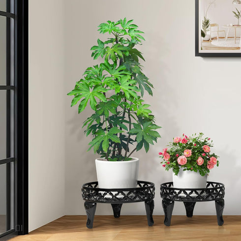 Outdoor,2 Pack Metal Plant Stand Indoor Heavy Duty Iron Plant Stands for Indoor/Outdoor,Low Round Flower Pot Stand