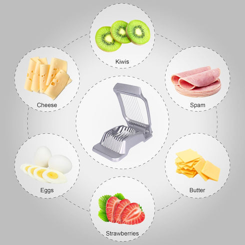 Egg Slicer for Hard Boiled Eggs Egg Cutter Strawberry Slicer Heavy Duty Aluminium Tomato Slicer Stainless Steel Wire