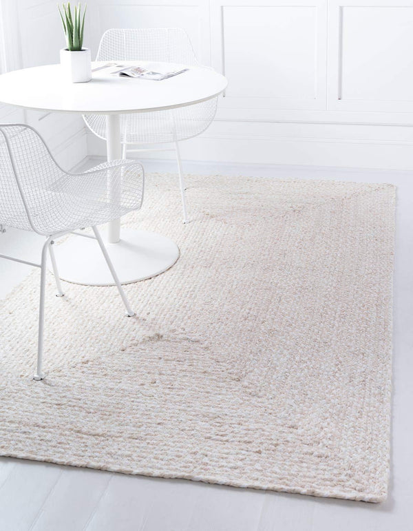 Unique Loom Braided Chindi Collection Area Rug - Layer, Ivory/Beige (2' x 3' 1" Rectangle)