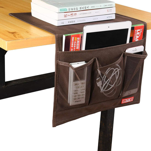 Bedside Storage Organizer - Classic 4 Pockets Table Cabinet Caddy for Remotes, Phone, Glasses, Coffee
