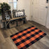 Cotton Orange and Black Plaid Rug - 27.5''x43'' Hand-Woven Washable Decorative Mat for Fall Outdoor Entryway