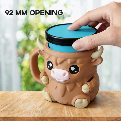 FUNKY WIZARD 16 oz Highland Cow Ice Cream Pint Holder with Hoof Slots to Hold Your Spoon, for Pints, Leak-Proof