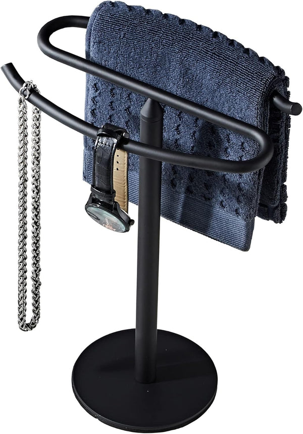 Matte Black Hand Towel Holder Stand, Free-Standing SUS304 Stainless Steel Towel Bar Rack for Bathroom or Kitchen