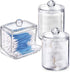 Swab Holder Canisters with Lid, Clear Plastic Qtip Dispenser for Cotton Swabs, Cotton Balls, Make Up Pads
