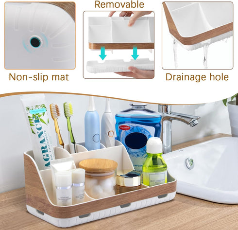 Countertop 7 Counter GFWARE Bathroom Organizer - Detachable Slots Kids Electric Toothbrush and Toothpaste Holde