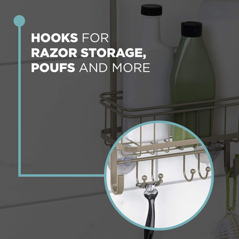 Zenna Home Shower Caddy Hanging Bathroom Organizer, Steel Rack with 2 Shelves, Rust-Resistant Satin Nickel