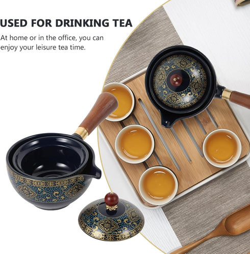 Set 360 Chinese Ceramic Teapot Classical Porcelain Chinese Gongfu Tea Rotation Ceramic Teapot with Tea Strainer