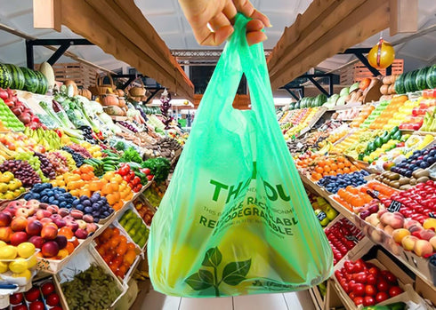 Lakesstory Eco-Friendly Biodegradable Green T-Shirt Bags - Compostable Grocery Bags