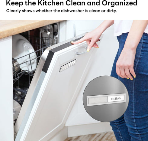 KitchenTour Dishwasher Magnet Clean Dirty Sign, Premium Stainless Steel Grade 304 Non-Scratch Magnet for Dishwasher,