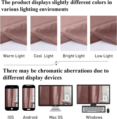 W52 L90, 2 StangH Mauve Rose Velvet Curtains for Bedroom, Nursery Girls Home Decor Room Darkening Thermal Insulated