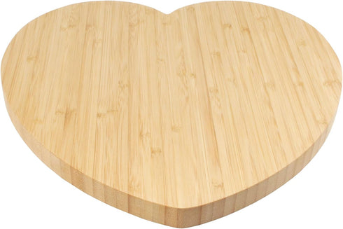 BambooMN Heart-Shaped Bamboo Serving and Cutting Board, 12" x 12" x 0.75" - 1 Piece