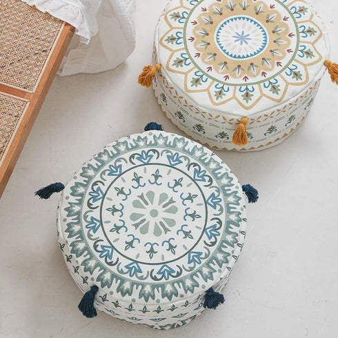 D45xH20cm MOCOFO Round Unstuffed Pouf Cover Scandinavian Simplicity Geometric Print Floor Cushion - Washable Ottoman