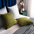 DEZENE 18x18 Moss Green Throw Pillow Cases, 2 Pack Original Striped Velvet Decorative Covers