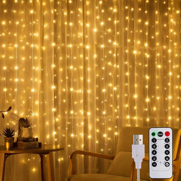 Tuanse 195 LED Curtain Tapestry Lights Backdrop String Lights, 6.5 x 5