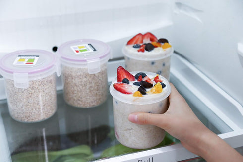 Set 4 Set (18.6 oz) Komax Biokips Overnight Oats Containers with Lids of Round Airtight Food Storage Containers