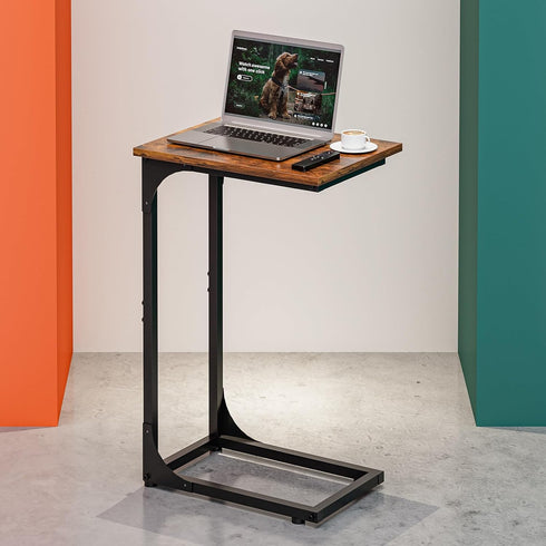 C-Shaped Side Table for Couch - Small Coffee Stand Sofa Tray Desk