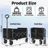 280 Lbs Wagons Carts Foldable, with Adjustable Handle, Black Lightweight Portable, Collapsible Wagon for Beach Trip