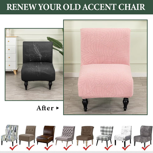 Armless Armless 2PCS) Accent Chair Cover Stretch Leaf Jacquard Chair Covers for Living Room Slipper Chair Slipcover