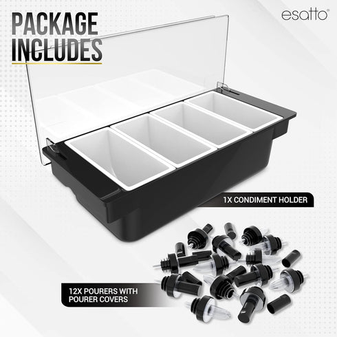 4-1 12 12 Esatto Bar Products Condiment Holder for Serving Container Chilled Garnish Tray with Lid for Bar Caddy, Pint