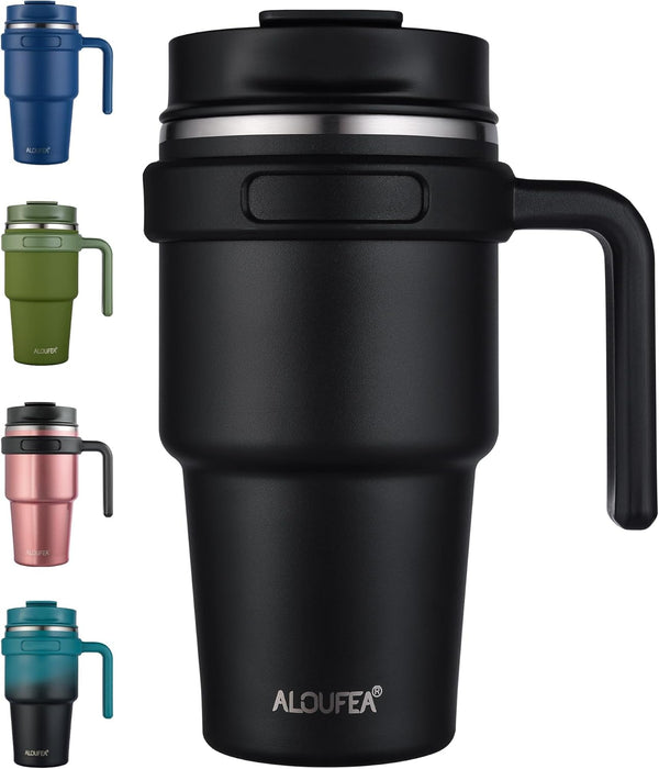 ALOUFEA 20 oz Insulated Coffee Mug Tumbler with Handle, Stainless Steel Travel Mug