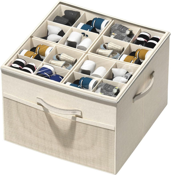 Aokeyee Shoe Organizer for Closet,Foldable Shoe Storage Organizer Box Bin with Adjustable