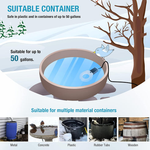 500W Chicken Waterer Heater, Aluminum Utility De-Icer for Farm & Livestock, Non-Conductive and Anti-Rust Heated Chicken