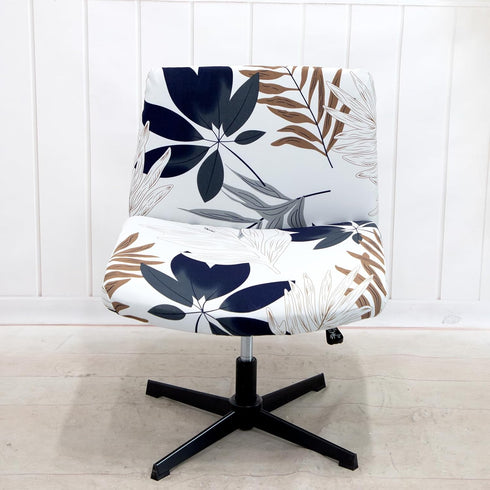 LiveGo Armless Chair Slipcover, Knitted Jacquard Modern Cover for Wide Seat Computer Task Chair