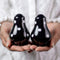 City to Cottage Ceramic Salt and Pepper Shakers Set, Handcrafted Black and White Polka Dot Spice Shakers