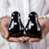 City to Cottage Ceramic Salt and Pepper Shakers Set, Handcrafted Black and White Polka Dot Spice Shakers
