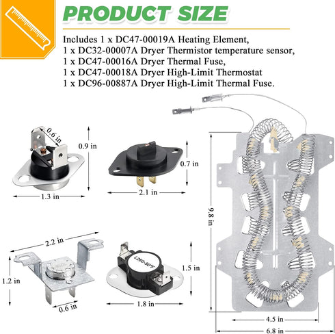 ?Upgraded?DC47-00019A Dryer Heating Element for Samsung Dryer Models dv42h5000ew/a3 & dv45h7000ew/a2