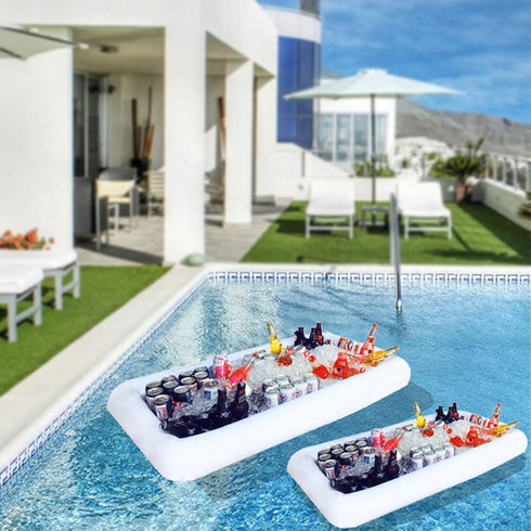 Pack of 2 Inflatable Cooler Serving Bar, Salad Ice Tray for Food Drinks, BBQ Picnic Pool Party Supplies