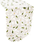 Embroidered Cut Work White Daisy on Ivory Table Runner - Dresser Scarf (16Wx54L)