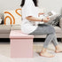 B FSOBEIIALEO Storage Ottoman Cube, Velvet Tufted Folding Ottomans with Lid, Footstool Rest Padded Seat for Bedroom