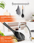 Large Silicone Cooking Spoons, Nonstick Solid Wooden Handle, Heat Resistant Kitchen Spoons for Cooking & Serving
