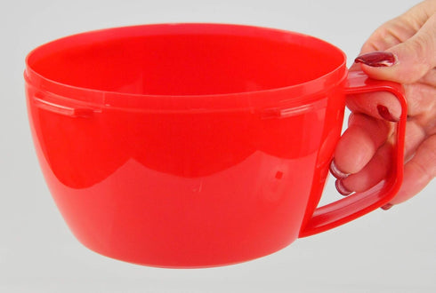 Home-X Microwave Soup Mugs with Lid - Set of 2, 32oz Capacity, BPA Free, Dishwasher Safe, Red