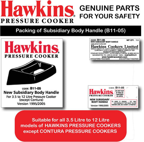 Hawkins Pressure Cooker New Handle (B11-05) - 1 Unit for 3.5 Litre to 12 Litre (Except Contura)