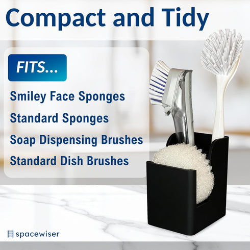 Mommy, Spacewiser TidyNook Silicone Sink Caddy - Sponge Holder for Kitchen Sink, Dish Brush Holder, Fits Scrub Daddy