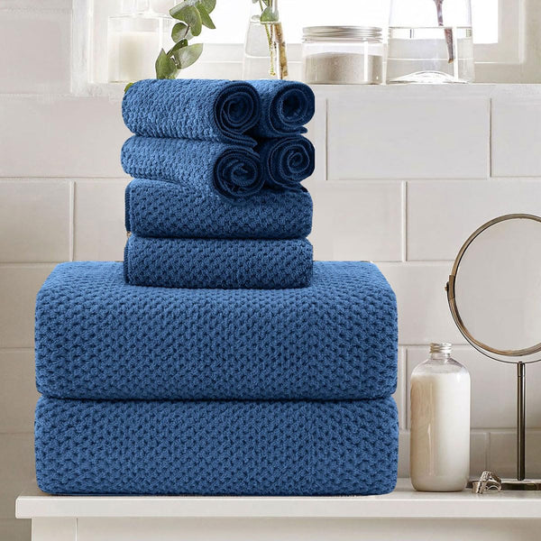 8 Piece Large Navy Family Bath Towel Set-2 Oversized Bath Towel Sheets,2