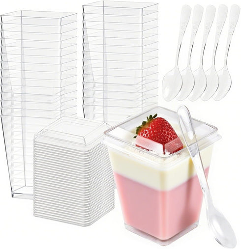 200 Pack 5 oz Plastic Dessert Cups with Lids and Spoons, Disposable