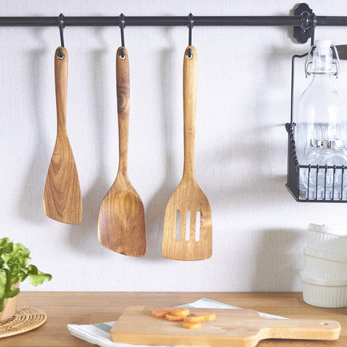 FAAY 11.5 Inch LEFT Hand Teak Wood Spatula/Turner, Versatile Spatula, Durable for Non Stick Cookware