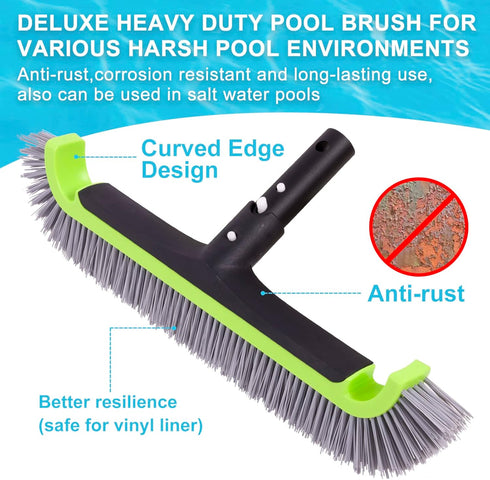 Swimming Skimmer Net,17.5" Sepetrel Deluxe Pool Cleaning Kit Including Rubber Edge Pool Brush Head & Hand Scrub