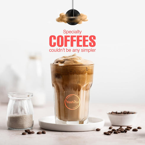 Milk Frother for Coffee with Deluxe Stand, Handheld Foam Maker for Lattes, Electric Whisk for Cappuccino