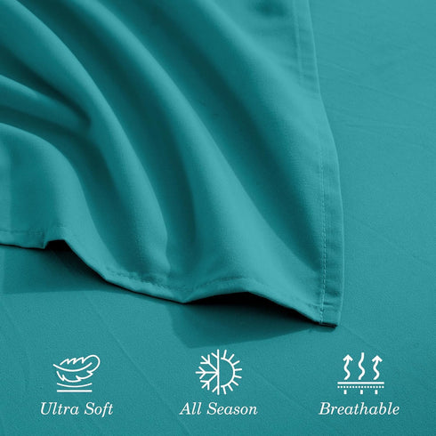 Premium 4-Piece Microfiber Sheet Set, 1800 Hotel Quality, Turquoise, Full, 16 Inch Deep Pocket, Ultra Soft Bedding