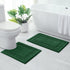 HOMEIDEAS 2 Piece Bathroom Rugs Set, Super Soft Non Slip Microfiber U-Shaped Toilet Bath Mat (Dark Green)