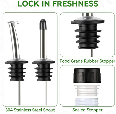 Set 17oz/500ml, Vakoo Oil and Vinegar Dispenser - Extra Thick Glass, Leak-Proof, Olive Oil Dispenser Bottle for Kitchen