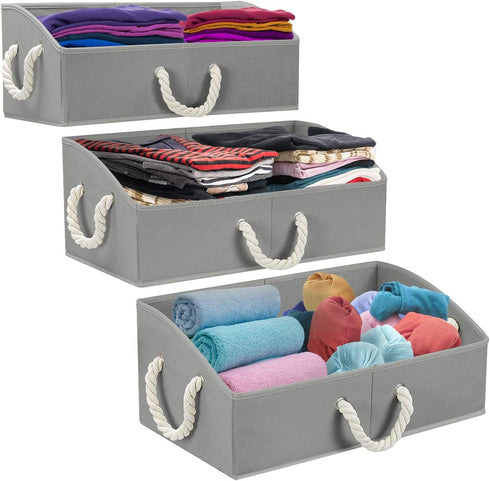 Sorbus Storage Bins, 3-Pack Fabric Storage Baskets, Foldable Closet Organizer Trapezoid Box (Grey)