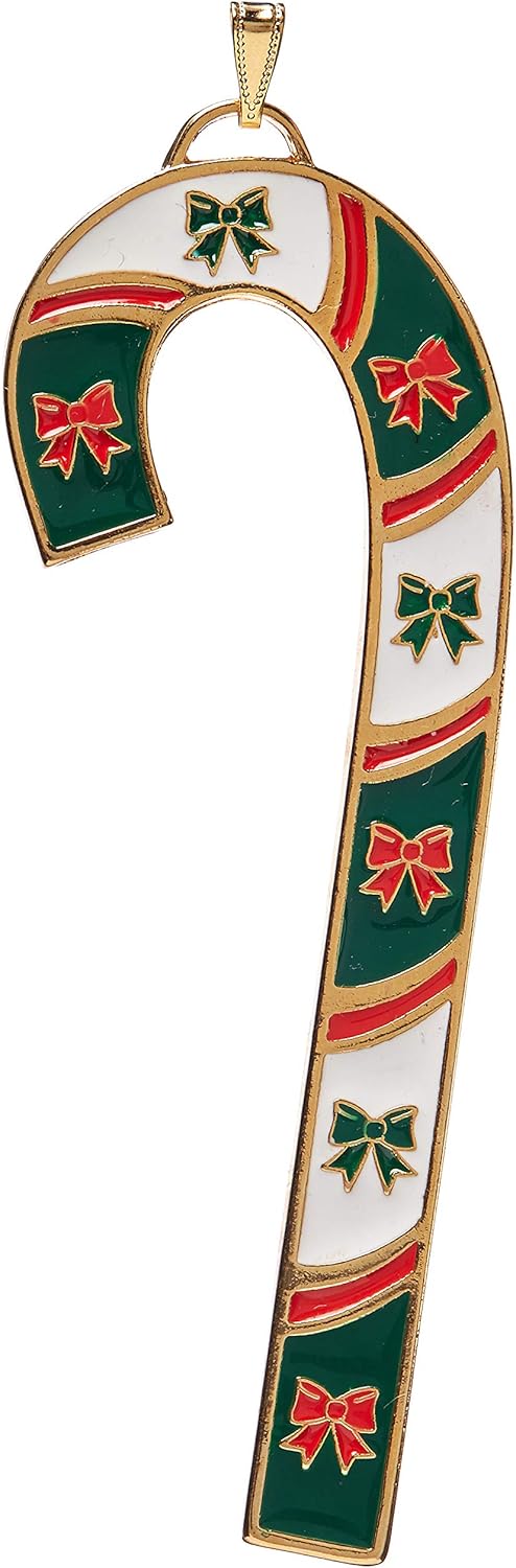 Wallace 2018 Candy Cane with Bows Christmas Ornament, 38th Edition, Gold/Assorted