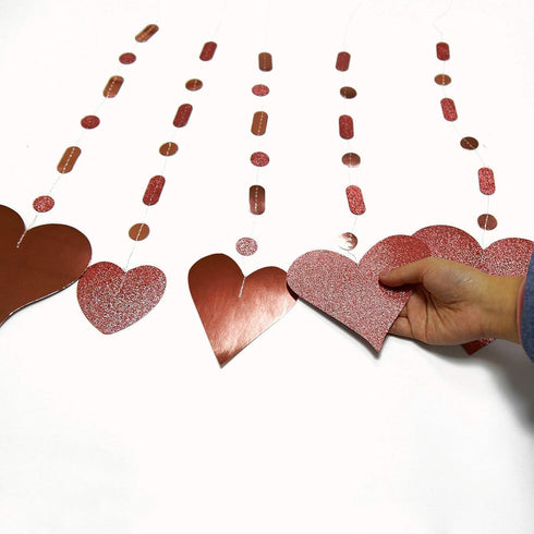 Cheerland Rose Gold Party Decorations, Romantic Heart Paper Streamers Garland for Mother’s Day, Wedding, Birthday