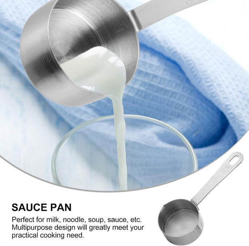 Amosfun Stainless Steel Saucepan, Butter Melting Pot with Dual Spouts and Long Handle, 60ml