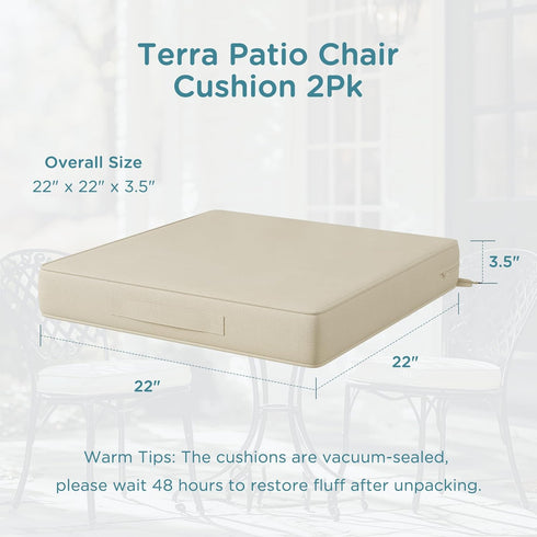 22''x22'' Set 2, Codi Outdoor Seat Cushions for Patio Furniture, of High-Density Replacement Chair Pads with Handles